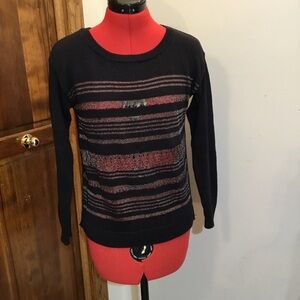 Rock & Republic light sweater, S, see through metallic stripes, cotton/nylon,